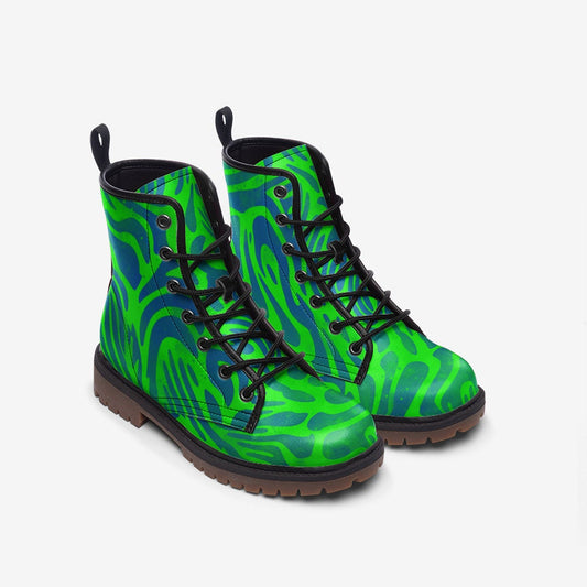 Y2k Green Neon Print Vegan Leather Unisex Boots