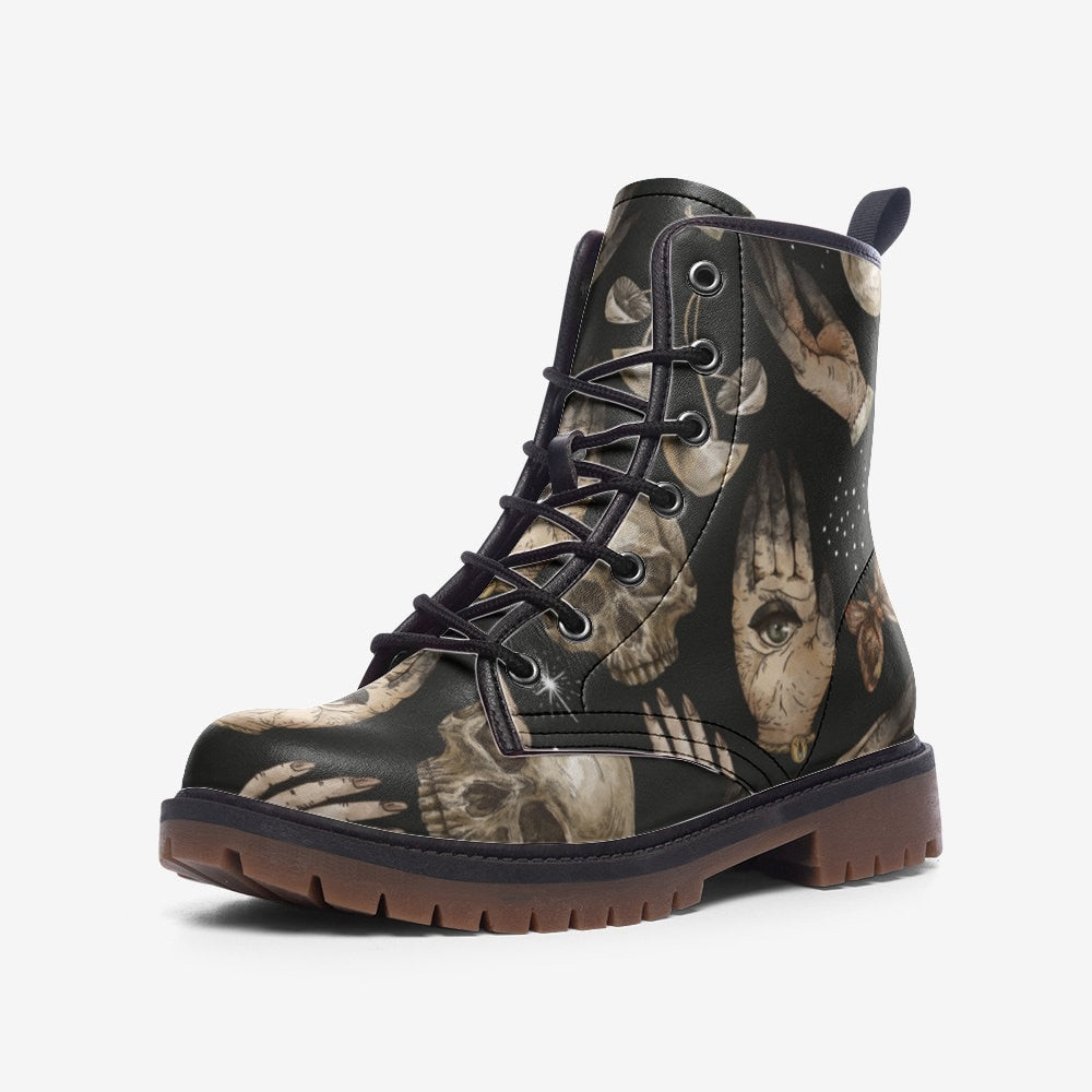 Skull & Witch Hands Dark Vegan Leather Unisex Boots
