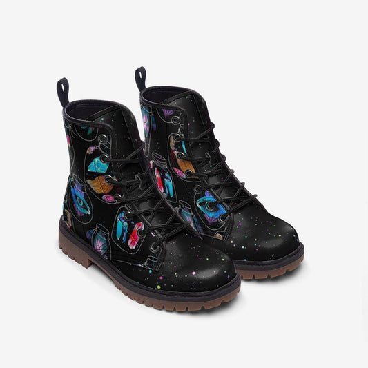 Witchy Crystal Potions Vegan Leather Unisex Boots