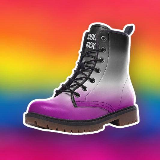 Asexual Flag LGHTQ+ Vegan Leather Unisex Boots