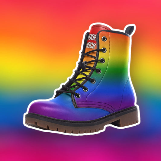 LGBTQ+ Rainbow Flag Vegan Leather Unisex Boots