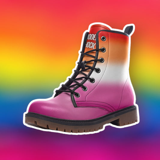 Lesbian Flag LGBTQ+ Vegan Leather Unisex Boots