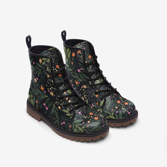 Goblincore Flowers Dark Vegan Leather Unisex Boots