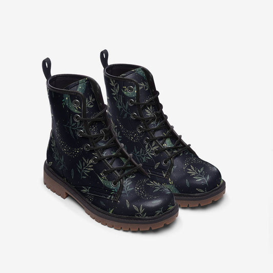 Celestial Night Black Vegan Leather Unisex Boots