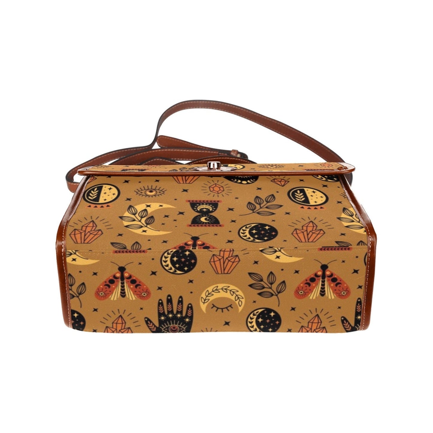 Witch Canvas Satchel Bag, Faecore Goblincore Witchcore Cross Body Bag, Canvas Witch Handbag, Mystical Forestcore Pentagram Boho Hippie Purse