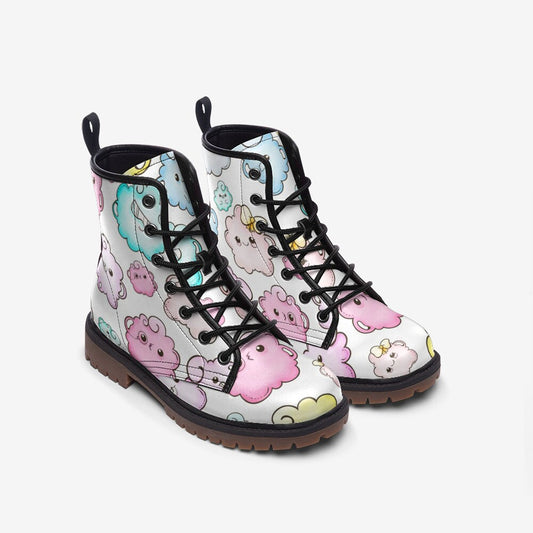 Kawaii Pastel Clouds Vegan Leather Unisex Boots