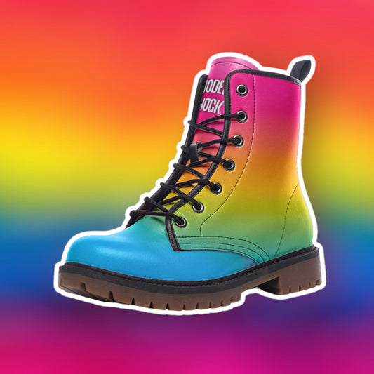 Pansexual Pan Flag LGBTQ+ Vegan Leather Unisex Boots