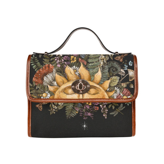 Witch Canvas Satchel bag, Dark Faecore Witchcore Cross Body purse, Canvas Witch Handbag, Mystical Fairy Mushrooms Boho Purse