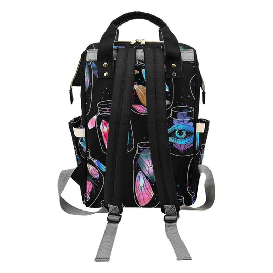 Crystals Witchy Baby Diaper Nappy Bag Baby Bag Goth Backpack Goth Purse Goth Baby Stuff Gothic Baby Stuff Horror Spooky Nursery Skull Baby