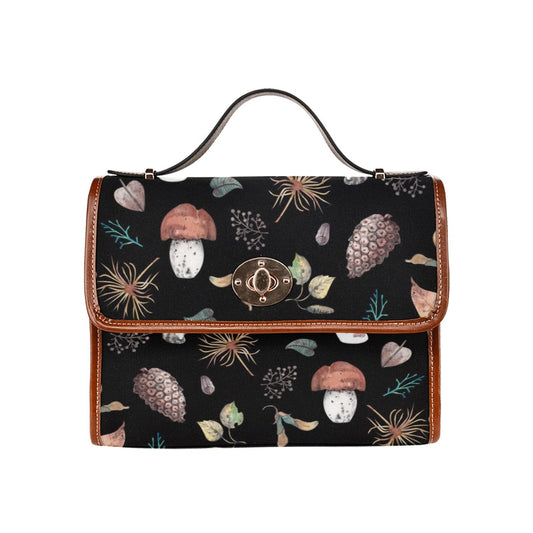 Witch Canvas Satchel bag, Dark Faecore Witchcore Cross Body purse, Canvas Witch Handbag, Mystical Fairy Mushrooms Boho Purse