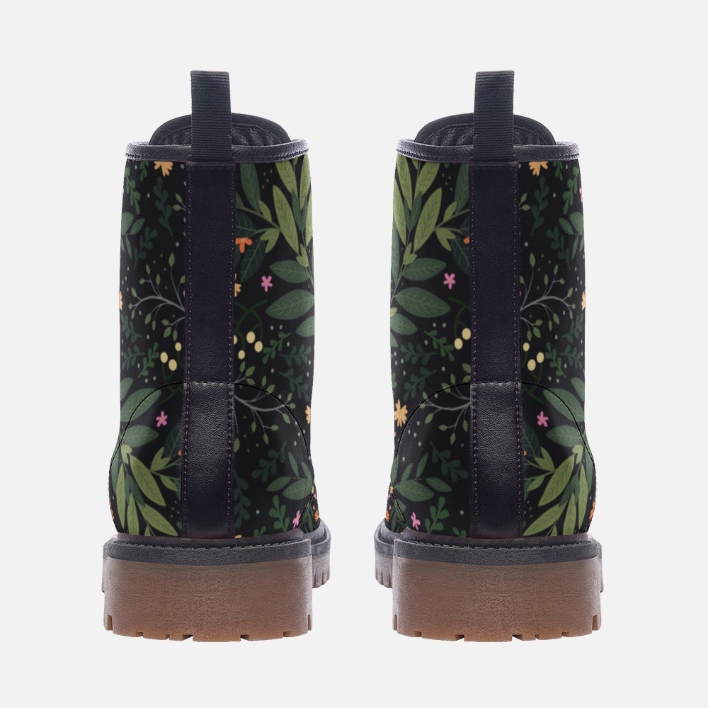 Goblincore Flowers Dark Vegan Leather Unisex Boots