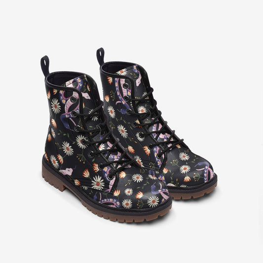 Cottage Floral Boho Vegan Leather Unisex Boots