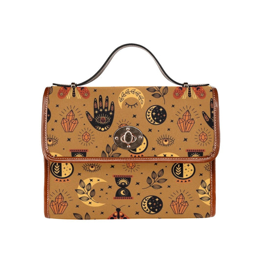 Witch Canvas Satchel Bag, Faecore Goblincore Witchcore Cross Body Bag, Canvas Witch Handbag, Mystical Forestcore Pentagram Boho Hippie Purse