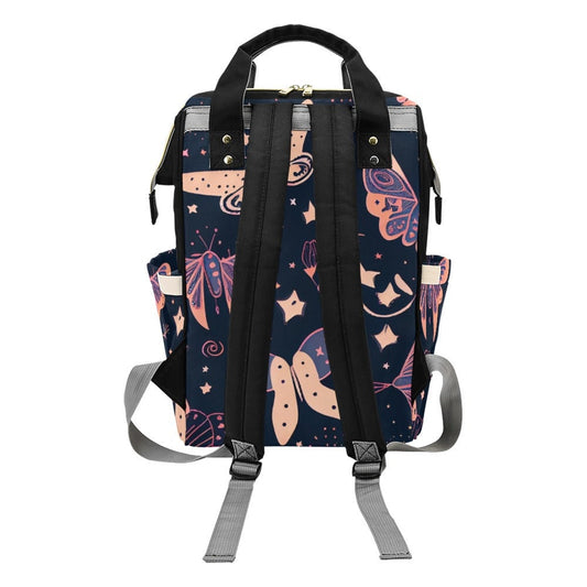 Magic Butterflies Diaper Bag Backpack Celestial Goth Baby Shower Gift Idea Insulated Travel Bottle Cooler Boho Moms Dads New Parents Newborn