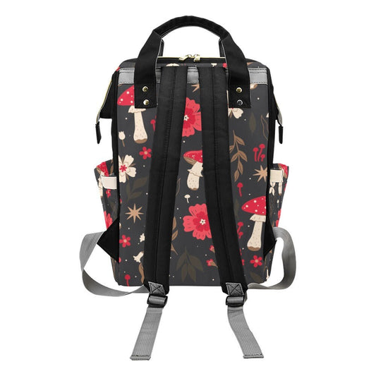 Vintage Mushroom Diaper Bag, Dark Nature Diaper Backpack, Dark Forestcore Baby Bag, Witchy Diaper Bag, Naturalist Baby Bag Goblincore Diaper