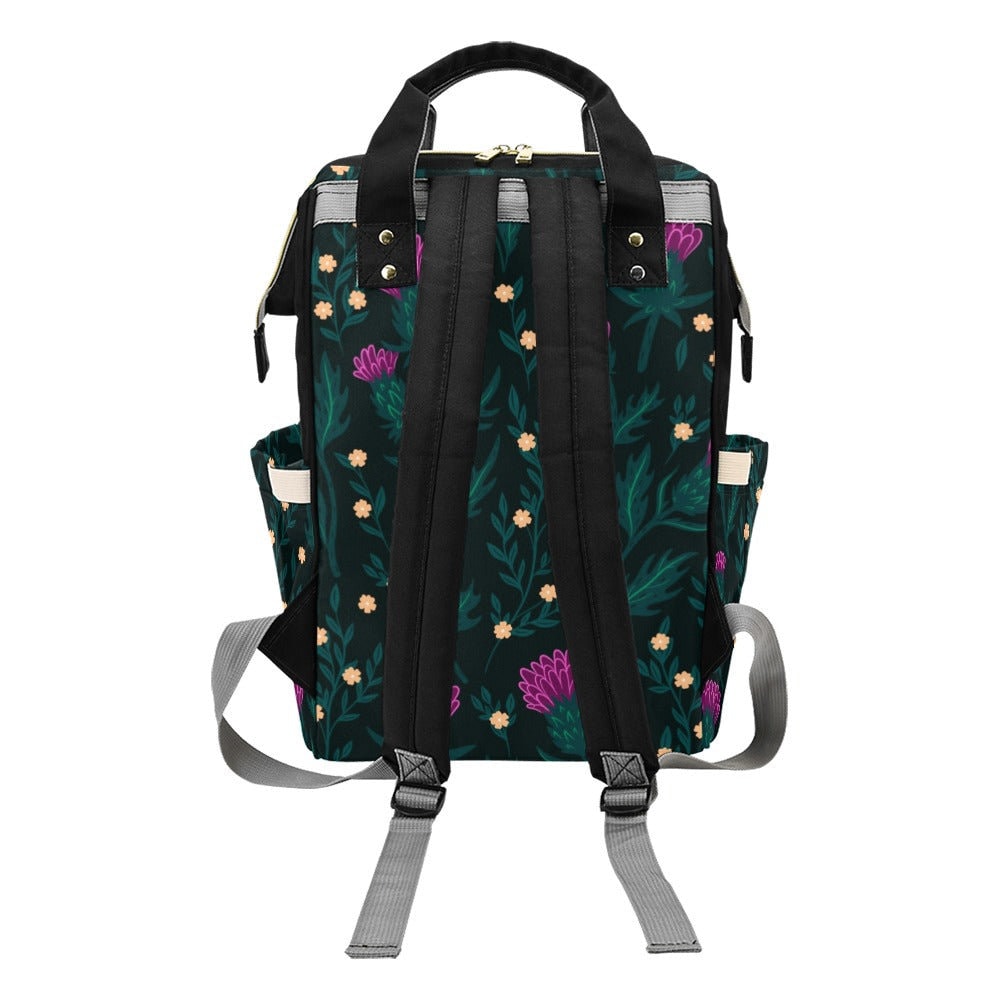 Thistle Diaper Bag Backpack Celestial Witchy Goth Baby Shower Gift Idea Insulated Travel Bottle Cooler Boho Moms Dads New Parents Newborn
