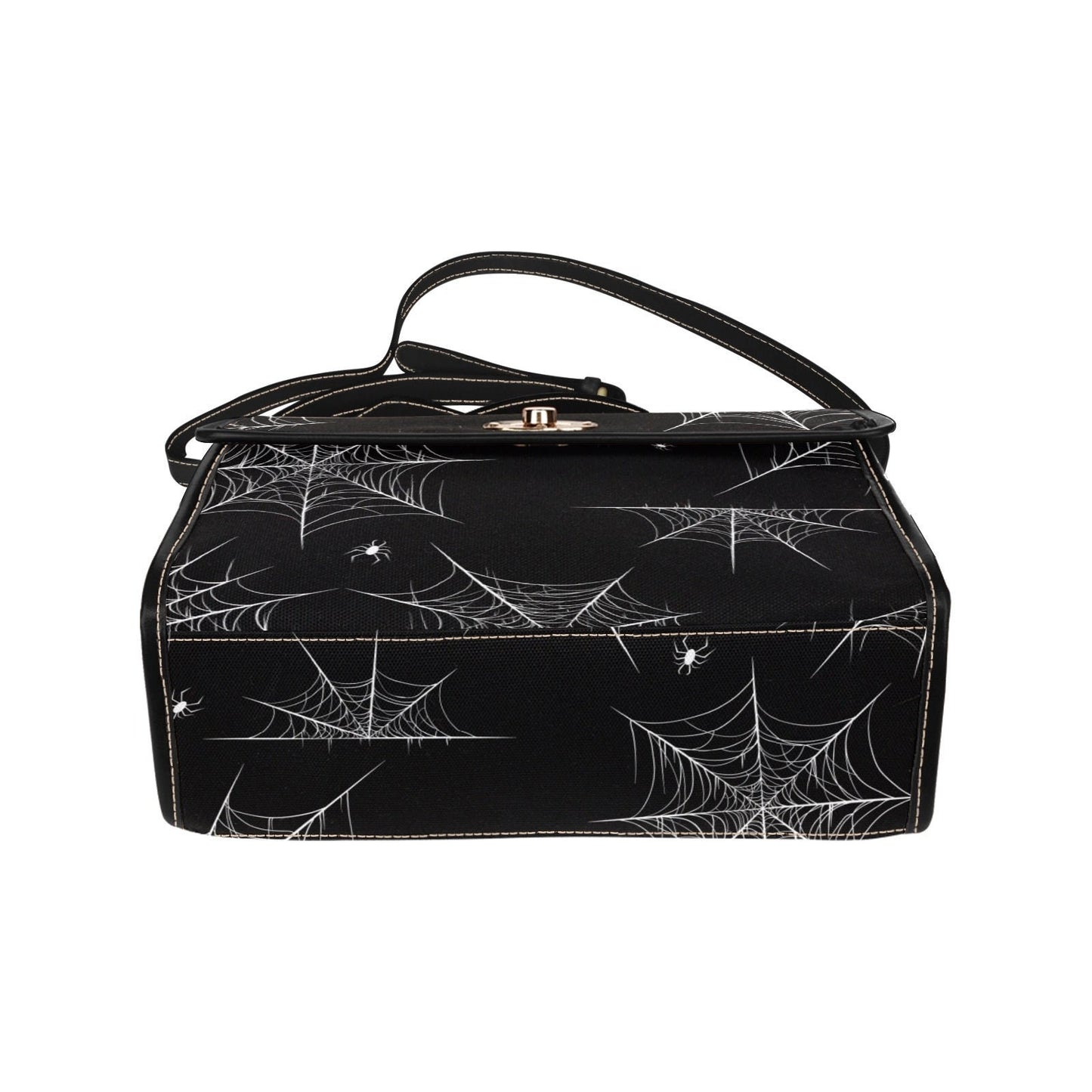 Spiderweb Gothic Purse, Canvas Satchel bag, Vegan Goth Bag, Halloween Costume Adult Cosplay, Cute Black Witch women cross body purse