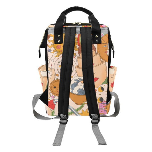 Boho Diaper Bag Backpack Celestial Witchy Goth Baby Shower Gift Idea Insulated Travel Bottle Cooler Boho Moms Dads New Parents Newborn