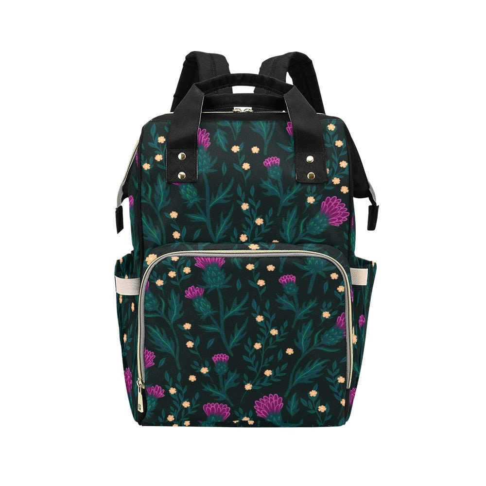 Thistle Diaper Bag Backpack Celestial Witchy Goth Baby Shower Gift Idea Insulated Travel Bottle Cooler Boho Moms Dads New Parents Newborn