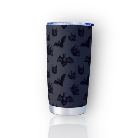 Bat Pattern Grey Goth Tumbler – 20oz
