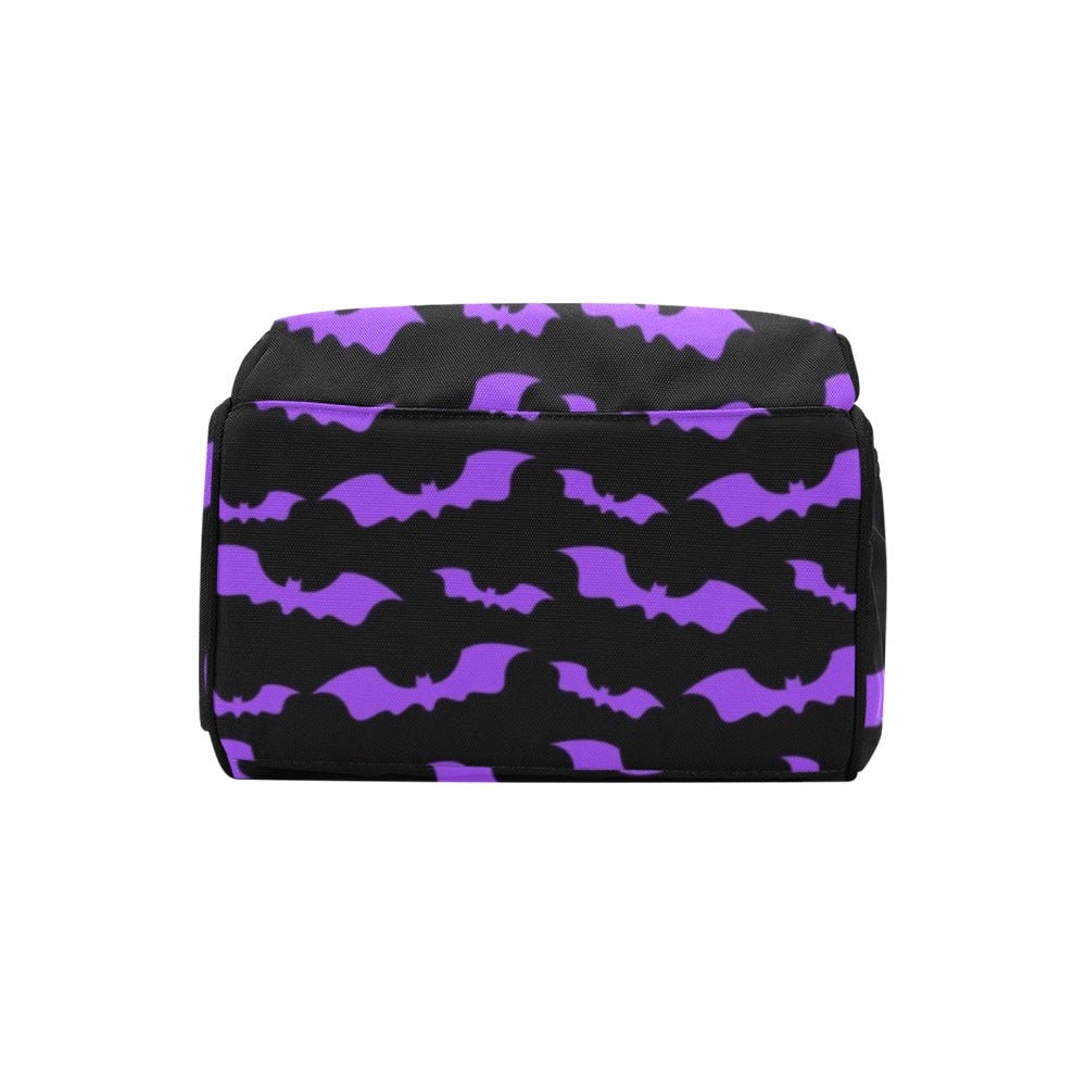 Goth Purple Bats Diaper Bag | Diaper Backpack | Gothic Diaper Bag | Bats and Moon Diaper Bag | Witchy Diaper Bag | Horror Aesthetic Bag