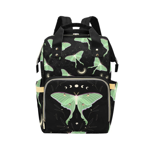 Moth Moon Phase Diaper Bag Back pack, Cute Organized Baby Bag, Witchy Giant Mom Bag, Cute Mommy Diaper Bag, baby packing bag