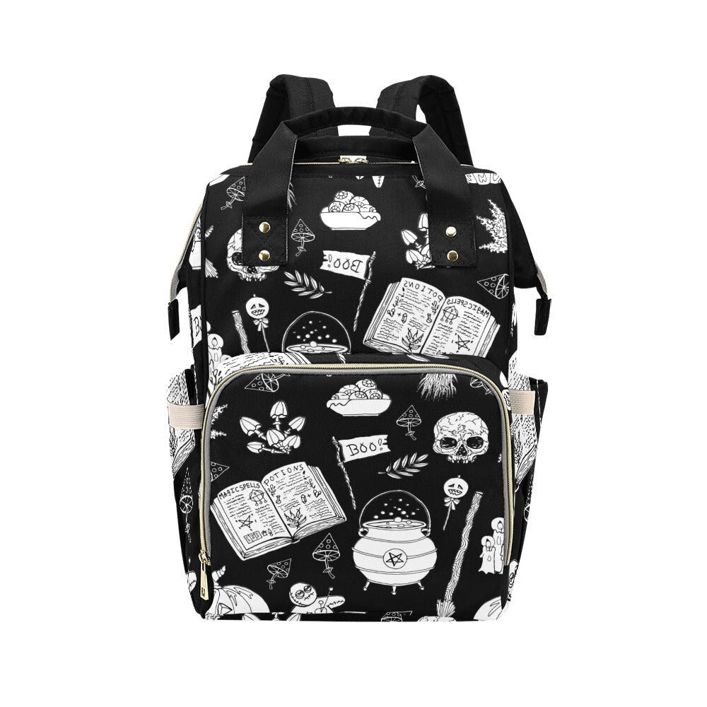 Witchy Diaper Backpack Goth Baby Stuff WItchy Baby Bag Creepy Cute Spoopy Cats Nappy Bag Spooky Cute Diaper Bag WItchy Mom Baby Gifts