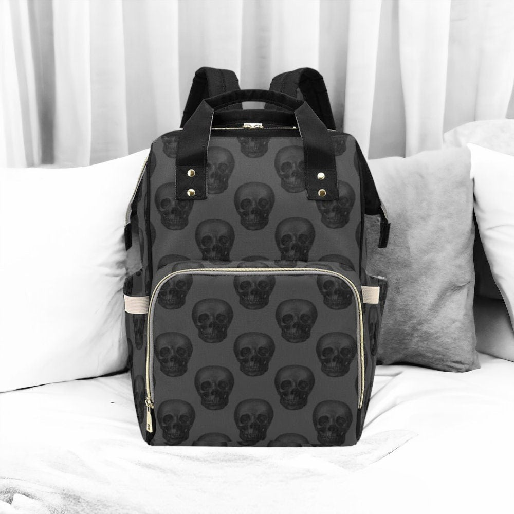 Baby Goth Skull Diaper Nappy Bag Goth Baby Bag Goth Backpack Goth Purse Goth Baby Stuff Gothic Baby Stuff Horror Spooky Nursery Skull Baby