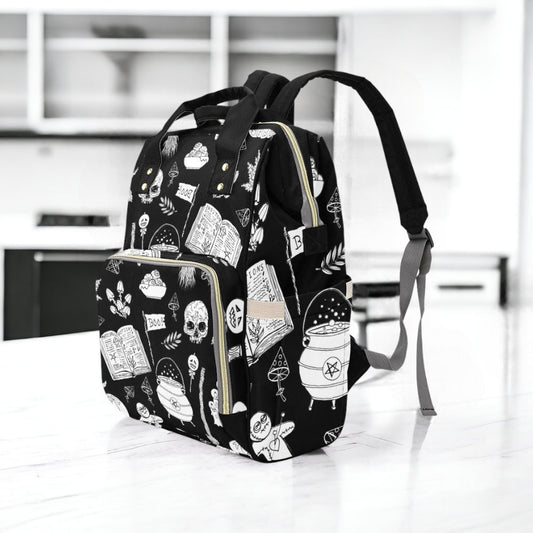 Witchy Diaper Backpack Goth Baby Stuff WItchy Baby Bag Creepy Cute Spoopy Cats Nappy Bag Spooky Cute Diaper Bag WItchy Mom Baby Gifts