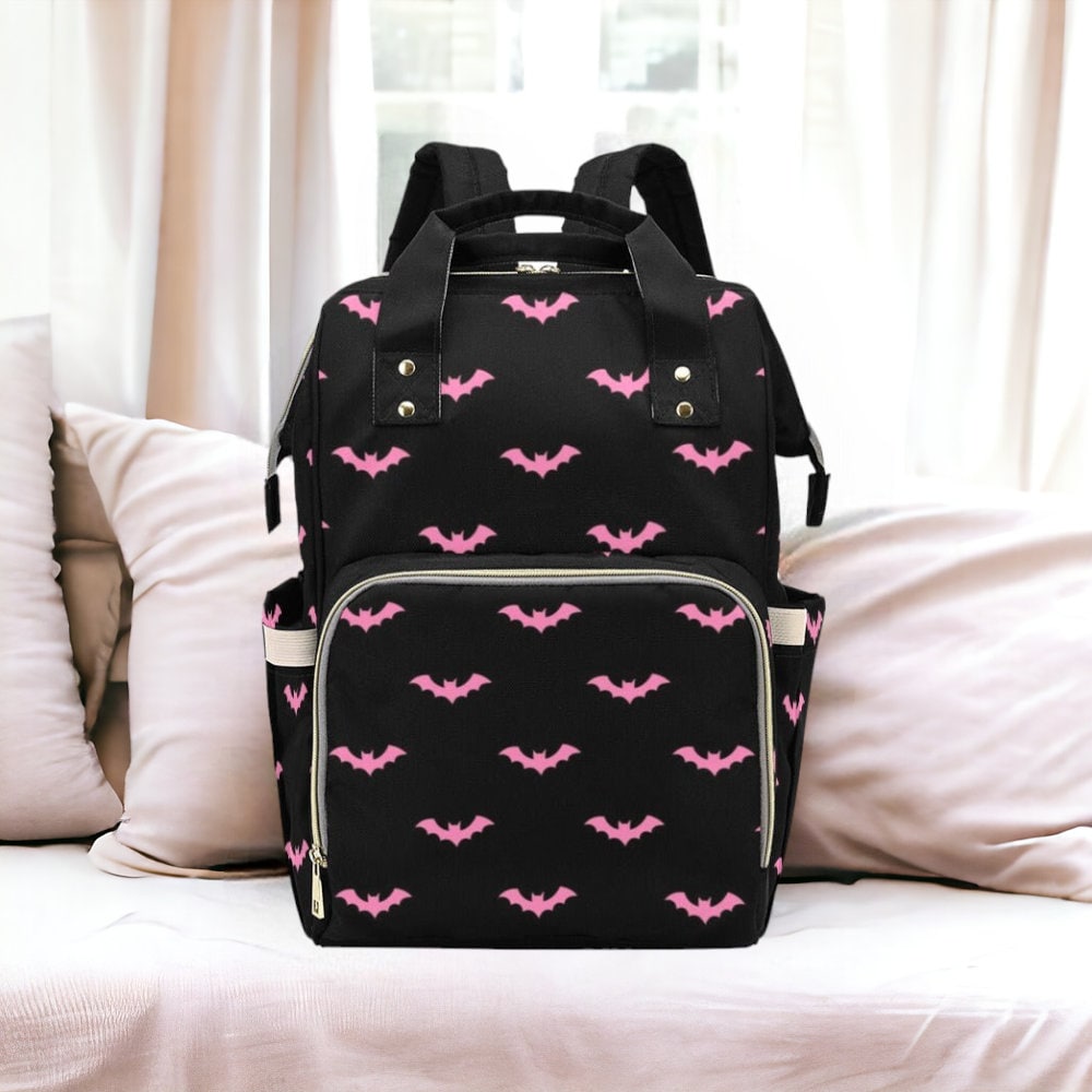 Pink Bat Pastel Backpack Goth Baby Stuff Goth Baby Bag Creepy Cute Pastel Witchy Nappy Bag Spooky Emo Diaper Bag Witchy Mom Baby Gear