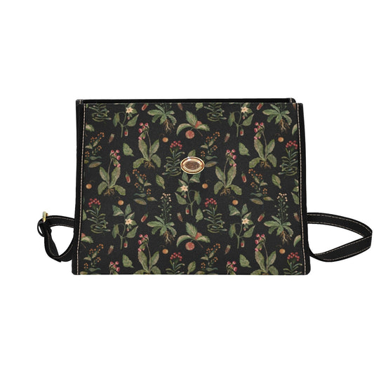 Cottagecore Floral witch Canvas Satchel bag, victorian crossed body purse, cute vegan leather strap hand bag victorian bag, victorian purse