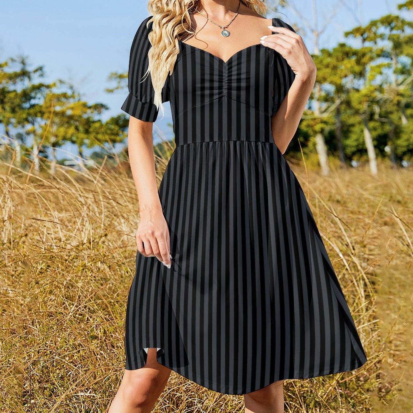 Dress Sweetheart Neck Puff Sleeve Mini Dress