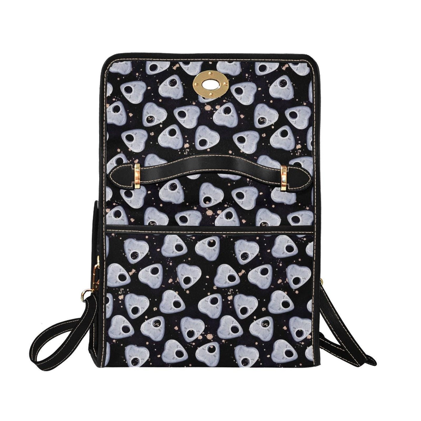 Ghost planchette shoulder bag, spooky cute canvas purse, witchcore crossbody satchel, pastel goth spirit board print, halloween gift idea