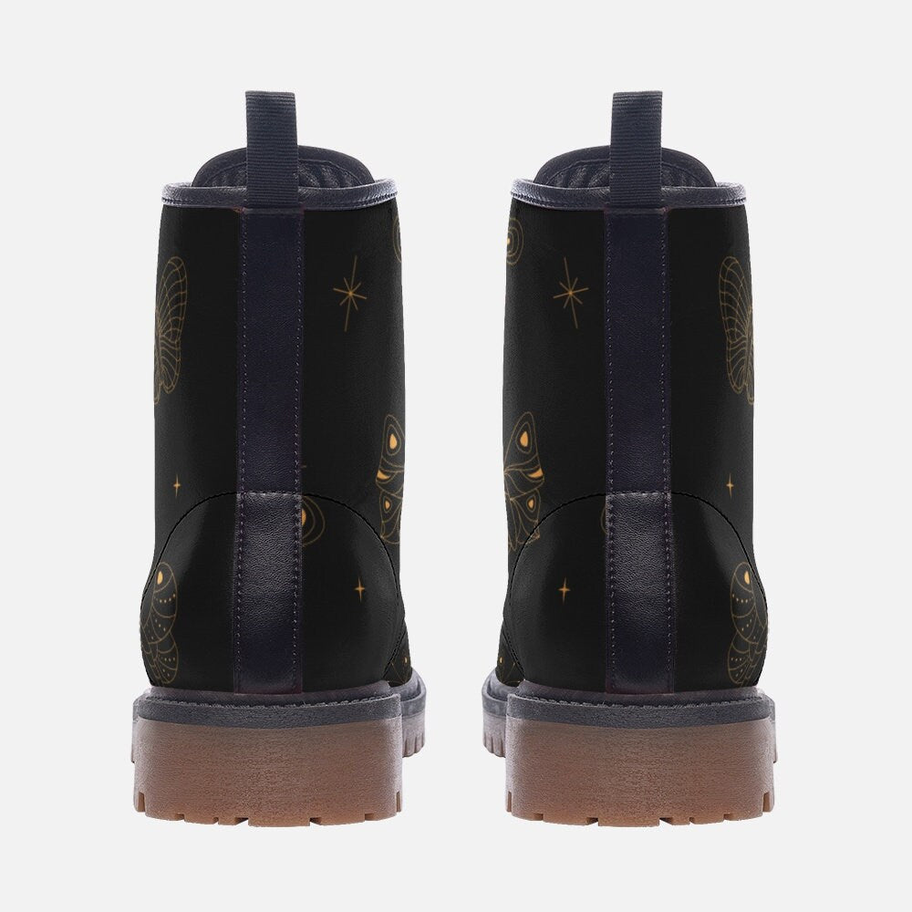 shimmer wing boots, radiant moth shoes, golden insect boots, fairycore lace shoes, enchanted meadow boots, whimsical shoes, luminous boots