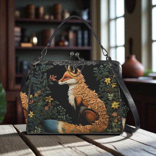Fox Woodland Purse, Forest Animal Bag, Witchy Nature Clutch, Mystical Fox Crossbody, Woodland Gothic Satchel, Dark Animal,Enchanted Fox Gift