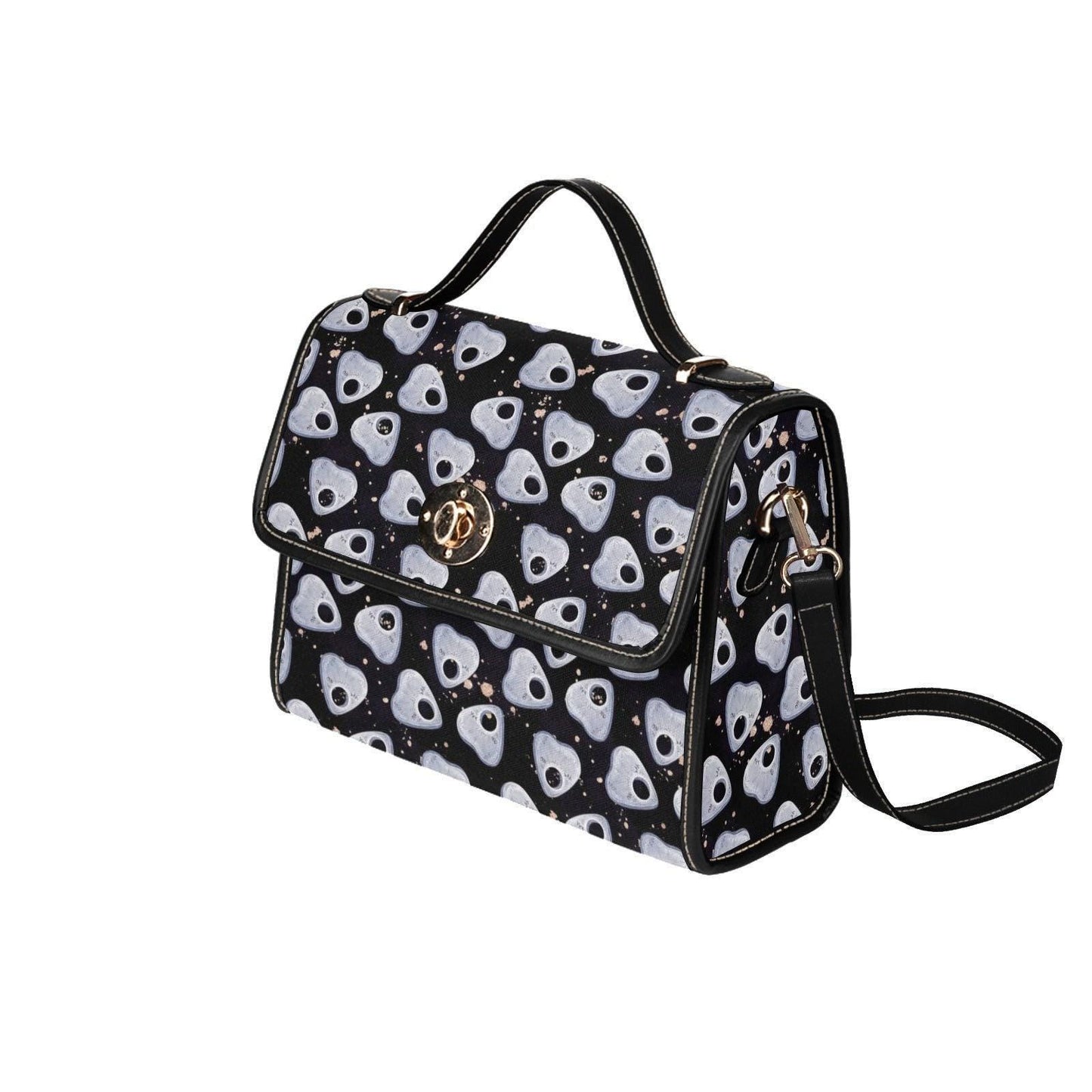 Ghost planchette shoulder bag, spooky cute canvas purse, witchcore crossbody satchel, pastel goth spirit board print, halloween gift idea