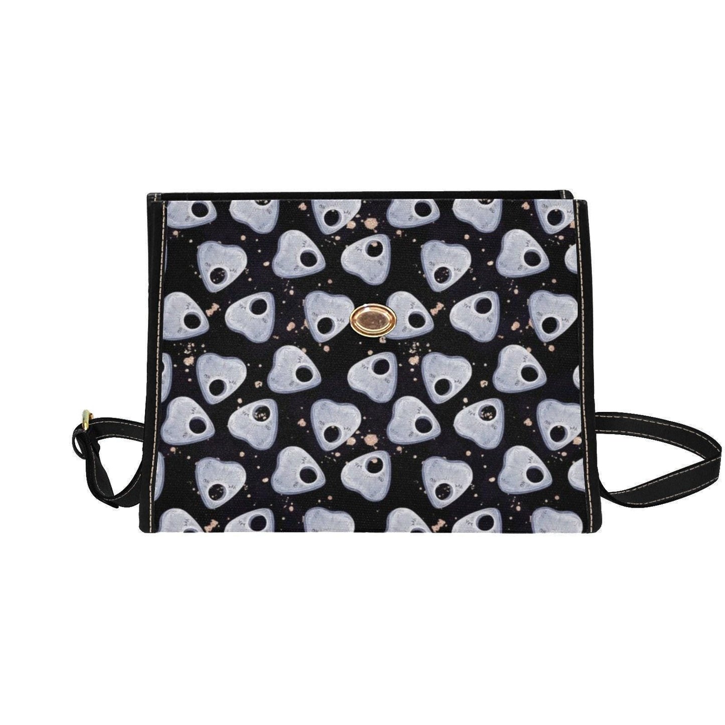 Ghost planchette shoulder bag, spooky cute canvas purse, witchcore crossbody satchel, pastel goth spirit board print, halloween gift idea