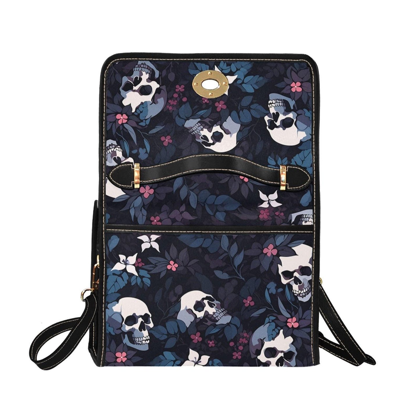 Dark Skull Bag, Floral Goth Crossbody, Occult Leaf Purse, Moody Botanical Print, Midnight Witch Bag, Spooky Garden Gift, Skull Aesthetic Bag