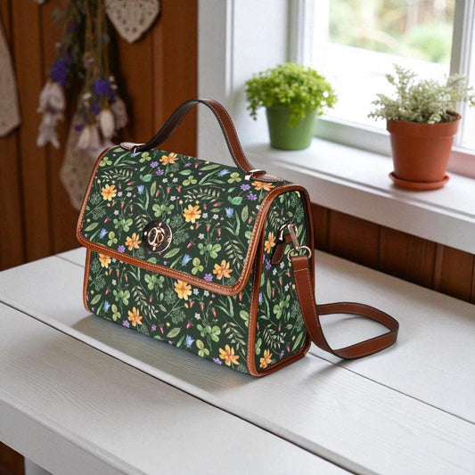 Dark Floral Garden, Forest Flower Print Bag, Cottagecore Crossbody Purse, Nature Inspired Style, Woodland Fairycore Gift, Plant Lover Gift