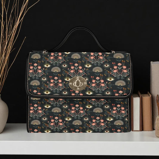 Mystic Eye Floral Bag, Witchy Satchel with Tulip Print, Spiritual All Seeing Eye Purse, Boho Occult Handbag, Esoteric Alt Girl Gift