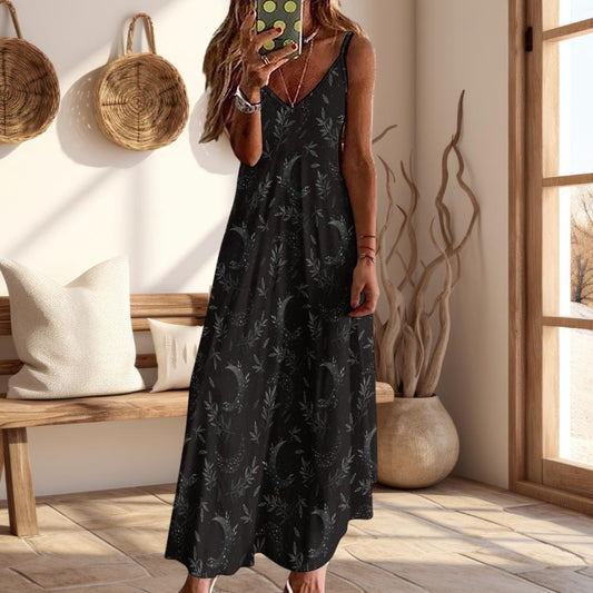 Dark Celestial Tarot Maxi Dress Dark Cottagecore Maxi Dress, Witchy Maxi Dress, Fairy Grunge Dress, Whimsigoth Maxi Dress, Occult Pattern