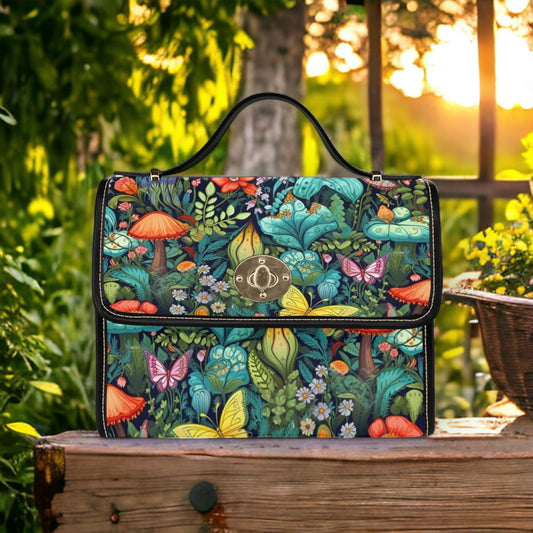 a purse sitting on top of a wooden bench