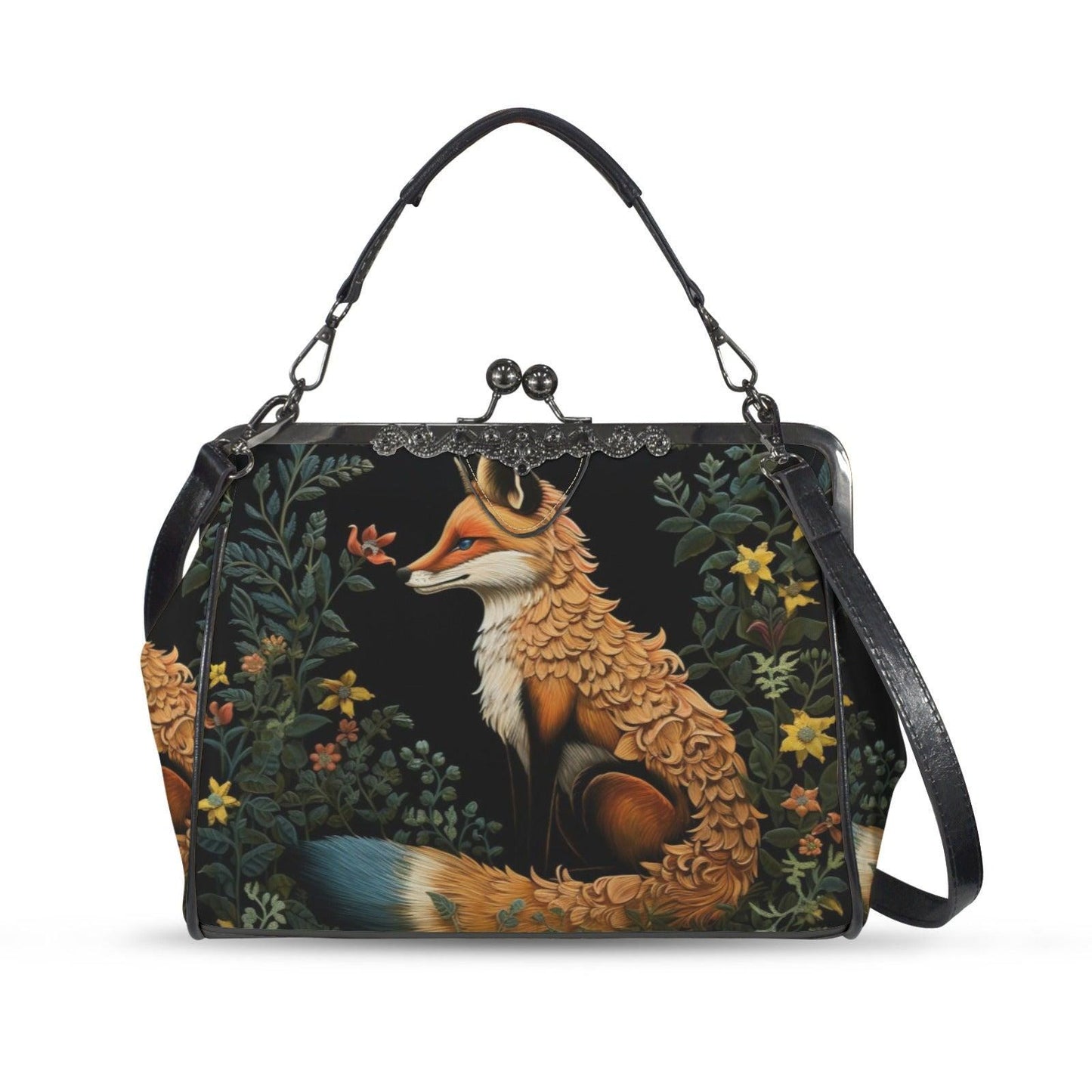 Fox Woodland Purse, Forest Animal Bag, Witchy Nature Clutch, Mystical Fox Crossbody, Woodland Gothic Satchel, Dark Animal,Enchanted Fox Gift