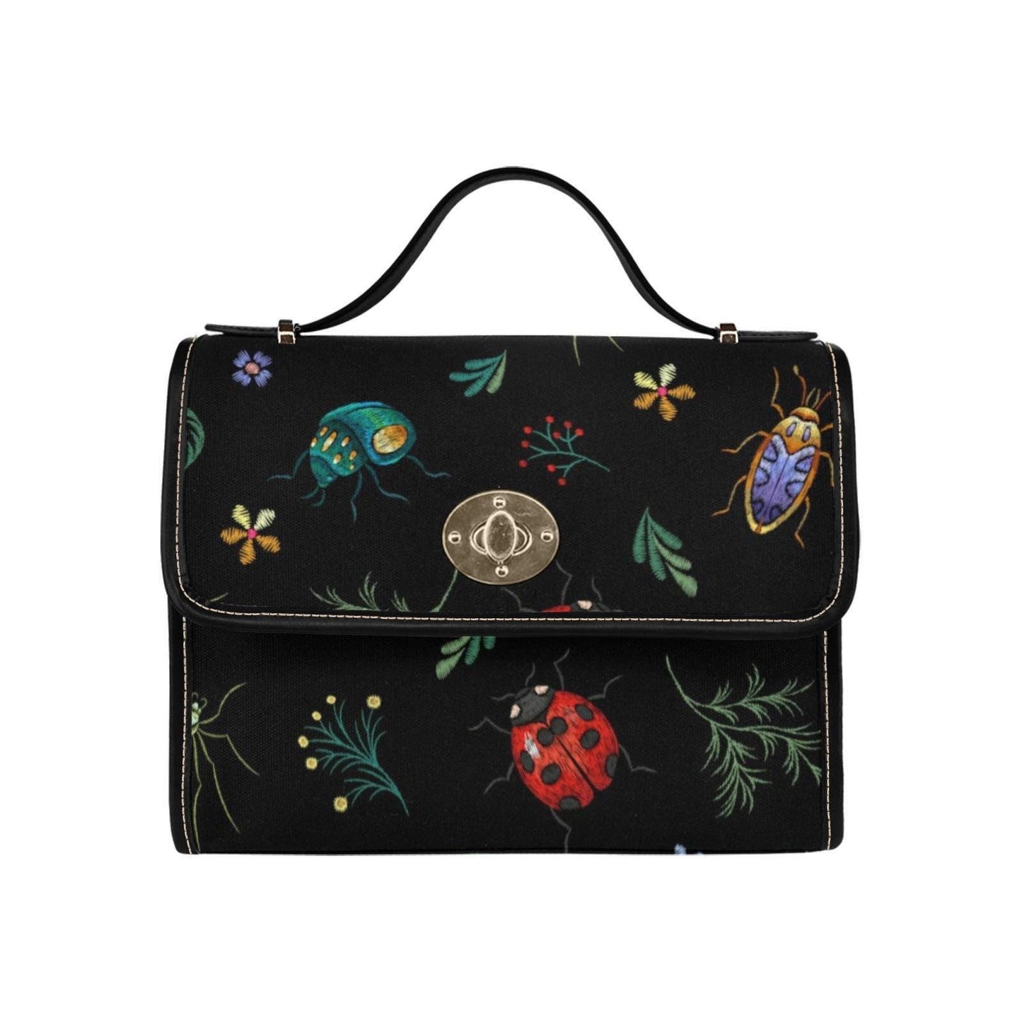 Colorful Bug Pattern, Whimsical Beetle Print Bag, Garden Insect Crossbody, Entomology Aesthetic Purse, Naturecore Gift, Soft Goth Handbag