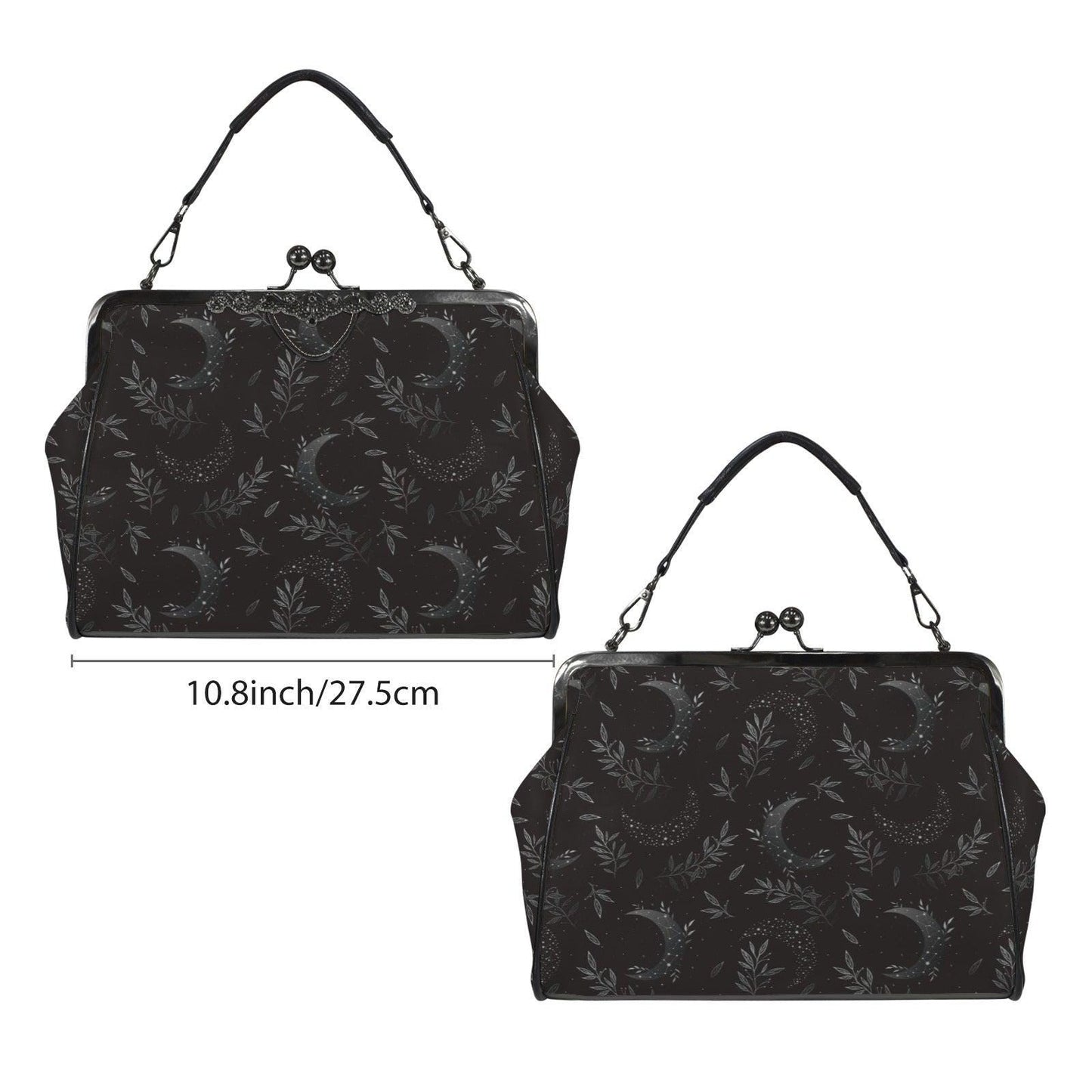 Black Moon Purse, Gothic Lunar Clutch, Dark Celestial Bag, Witchy Evening Satchel, Moon Phase Crossbody, Mystical Handbag, Occult Style Bag