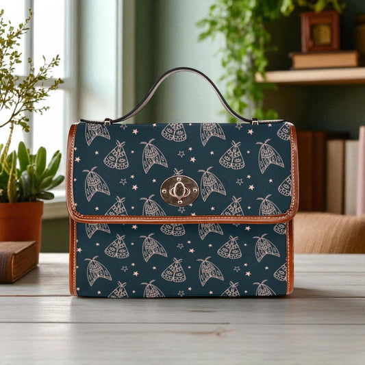 Moth pattern crossbody bag, green gothic shoulder satchel, cottagecore luna moth purse, celestial forest witch handbag, goth aesthetic bag