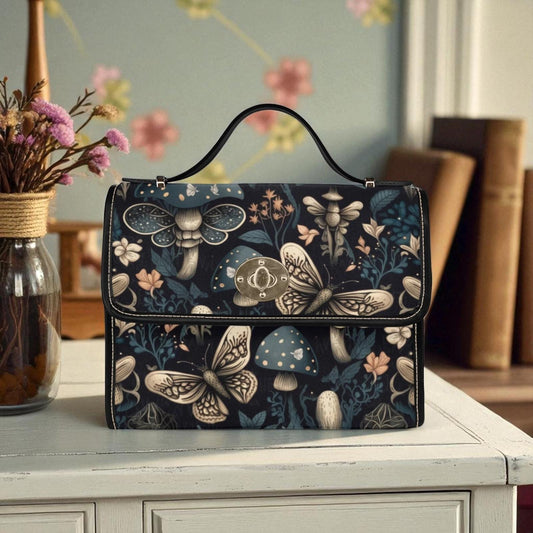 Mushroom Fairy Bag, Butterfly Forest Purse, Gothic Cottagecore Bag, Enchanted Mushroom Print, Fairycore Crossbody, Woodland Aesthetic Gift