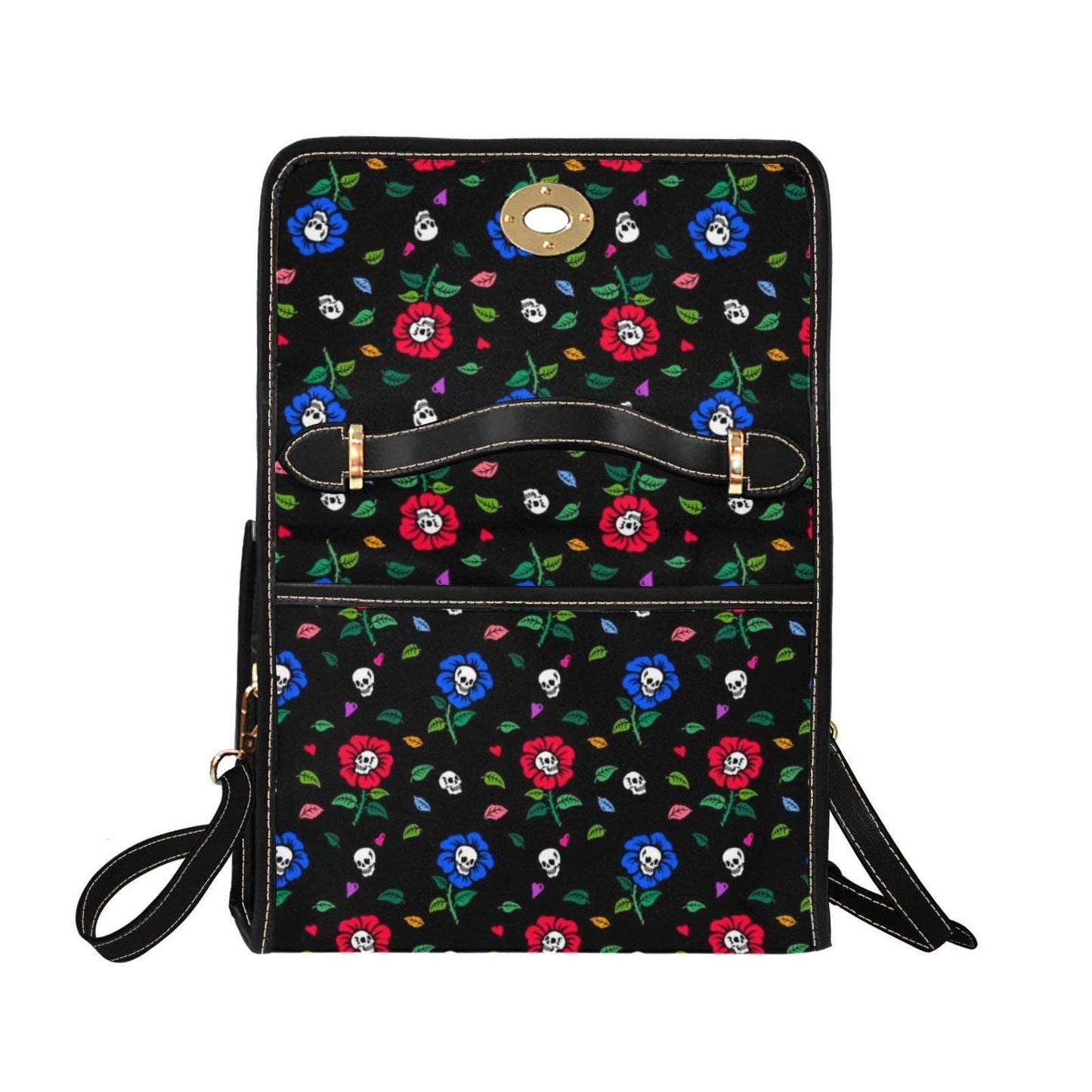 Floral Skull Pattern, Colorful Goth Crossbody Bag, Cute Creepy Purse, Spooky Pastel Gift Idea, Edgy Kawaii Style, Witchy Alt Handbag