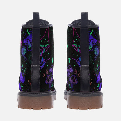 Cosmic Mushroom Combat Boots, Celestial Platform Shoes, Festival Footwear