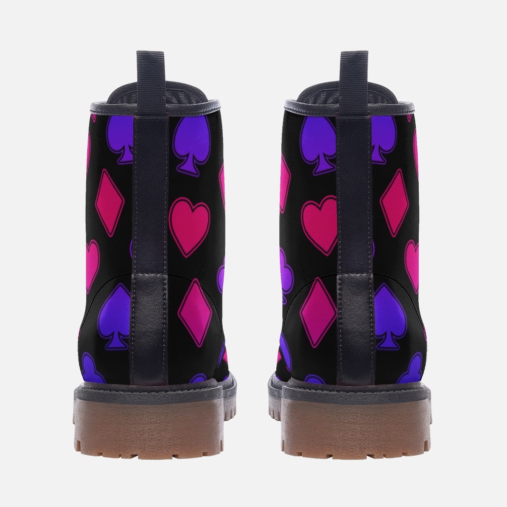 Neon Card Suit Combat Boots